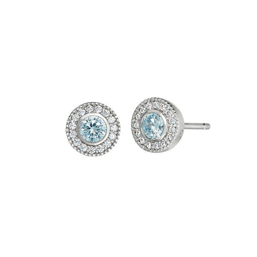 Add-A-Birthstone Sterling Silver Simulated Gemstone & Diamond Earrings